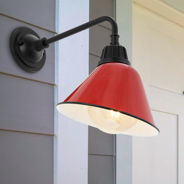 Croydon 9.63"  Farmhouse Industrial Indoor/Outdoor Iron LED Gooseneck Arm Outdoor Sconce